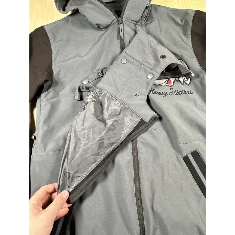 NEFF Heavy‎ Hitters Jacket Mens Small Gray Elephant Logo Fleece Lined Full Zip